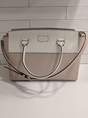 kate spade Two-Tone Cream & Taupe Leather Satchel